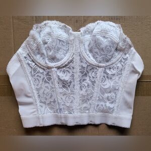 Beauty Bra - (Size 32A) Women's White Lace Sleeveless Crop Corset Bustier Top